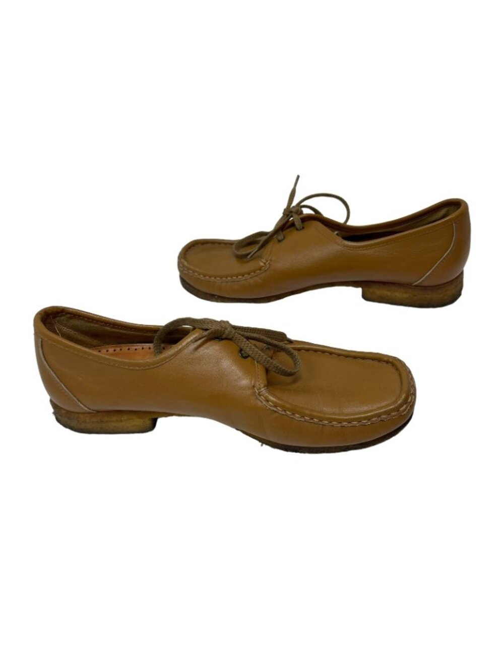Deerskin Trading Post Women's 7.5 Vintage Brown Leather Shoes Lace Up Loafers - Picture 4 of 11